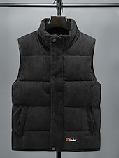 halpa Gilets-Miesten Puffer Vest Vakosametti liivi Tikattu liivi Arki-asut Loma Bile Muoti Perus 봄 &amp; Syksy Vetoketju Vakosametti Mukava Tavallinen Vetoketju Stand-kaula-aukko Normaali Musta Valkoinen Ruskea