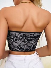 cheap Corsets-Women&#039;s Loungewear Pure Color Corsets Carnival Party Valentine&#039;s Day Breathable Bandeau Sleeveless Lace Backless Summer Spring Home Outfits