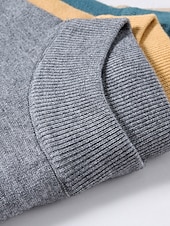 billiga tröja för män-Herr Pullover tröja Stickad tröja Ribbad Sticka Stickat Slät Mock Neck Grundläggande Håller värmen Dagliga kläder Semester Kläder Höst vinter Svart Vit S M L