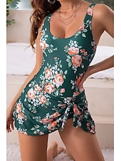 billiga Badessor-Dam Badkläder Tankini Baddräkt Elegant Tropisk Blommig Ärmlös Baddräkter