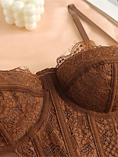 cheap Corsets-Women&#039;s Loungewear Pure Color Corsets Carnival Party Valentine&#039;s Day Breathable Straps Sleeveless Lace Backless Summer Spring Home Outfits