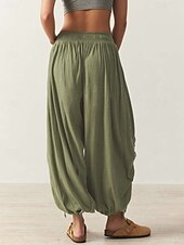 preiswerte weites Bein und hohe Taille-Damen Bekleidung Trainingshosen Aktiv Modisch Casual / sportlich In voller Länge Mittlere Taillenlinie Glatt Bedruckt Atmungsaktivität Weich Komfortabel Mikro-elastisch Casual Hellgrau Hellgrün Khaki