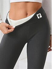 abordables Leggings et collants de yoga-Femmes Pantalon de yoga Leggings doublés en polaire Leggings de yoga Taille haute Pilates Entraînement en salle Entraînement Collants À Motif Animal Noir Rouge Bordeaux Bleu Marine Polaire Automne