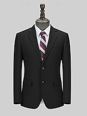 cheap Men&#039;s Elite Outerwear-Men&#039;s Blazer Jacket School Formal Wedding Elegant Warm Fall Winter Wool Solid Color Single Breasted One-button Blazer Black