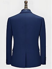 cheap Men&#039;s Elite Outerwear-Men&#039;s Blazer Jacket School Formal Wedding Elegant Warm Fall Winter Wool Solid Color Single Breasted One-button Blazer Royal Blue