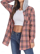 abordables veste à capuche-Veste décontractée Femme Extérieur Plein Air Usage quotidien mode Décontractées Avec poches Imprimer Normal Manteau Rose Claire Rouge Marron Automne Hiver Boutonnage Simple Sweat à capuche Standard S