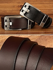abordables Ceintures pour hommes-ceinture en cuir pour homme avec boucle en métal élégante – durable et réglable pour une tenue décontractée et formelle