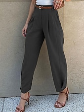 economico pantaloni eleganti da donna-Per donna Chino Di tendenza Streetwear Lunghezza intera Vita alta Liscio Tasche comodo Morbido Comodo Media elasticità Esterno Ufficio Nero Verde militare Caffè Primavera &amp; Autunno Standard