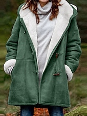 levne Ležérní parka-Dámské Fleecová bunda Teddy Coat Mikina s kapucí Zahřívací Prodyšné Zip Kapsy Podšité fleecem Na běžné nošení Bez vzoru Dovolená ulice Denní nošení Jdeme ven Zip Standardní Mikina Běžný Dlouhý rukáv