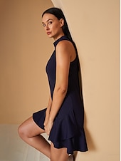 voordelige Golfkleding voor dames-Dames golf jurk Meerblauw Bos Groen Donker roze Mouwloos Jurken Dames golfkleding kleding outfits draag kleding