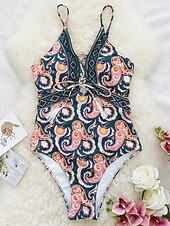 billige Onepiece badedrakter-Dame Badetøy Ett stykke Badedrakt Ferie Mote Paisly Stroppeløs Badedrakter