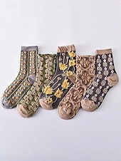 ieftine Șosete de damă-șosete vintage de damă cu broderie florală – design retro elegant, ideal pentru purtarea de zi cu zi