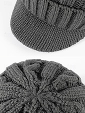 billiga Herrhattar-vinterstickad herrmössa med brätte – varm kabelstickad design, grå mössa för kallt väder