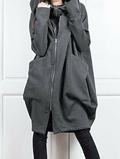 preiswerte Steppmantel-Damen Outdoor Zip Feste Farbe Windundurchlässig Modisch Lockere Passform Oberbekleidung Langarm Herbst Dunkelbraun S