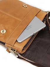 economico Borselli da uomo-Per uomo Borsa a tracolla Borsa a tracolla Borse a tracolla Pelle Cuoio Ufficio Casual / quotidiano Cerniera Tasche multiple Massima capacità Duraturo espandibile Tinta unica Marrone chiaro