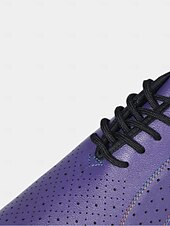 abordables Chaussures de danses latines-chaussures de danse en cuir perforé violet pour femmes - chaussures de jazz à lacets à talon bas pour danse de salon et danse latine