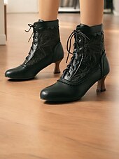 cheap 1930s-Women&#039;s Brown Lace-Up Victorian Ankle Boots with Lace Design and Kitten Heel – Vintage Style for Cosplay or Everyday Wear