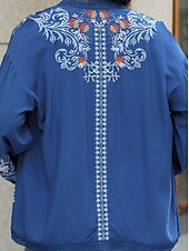 olcso Boho felsők-Női Boho ing Vállat von Virágos Virág Alkalmi Boho Hosszú ujj Harang Aszimmetrikus Normál felsők Bálint nap Munka Napi Hímzett Medence Minden évszak