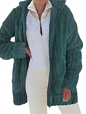 cheap Puffers &amp; Parka-Women&#039;s Fleece Jacket Teddy Coat Hoodie Jacket Warm Breathable Zipper Pocket Fleece Lined Casual Plain Vacation Street Daily Wear Going out Zipper Regular Hoodie Regular Fit Long Sleeve Outerwear