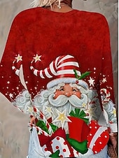 tanie Bożonarodzeniowe szczyty-Koszula T dla kobiet Choinka Okrągły dekolt Czerwony Świąteczny Okazjonalny Wyjściowy wygodny rozmiar topów dostępnych Przedwiosna