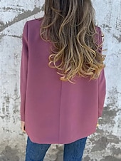 voordelige Blazers &amp; Kostuums-Dames Blazer Werk nappi Effen Kleur Ademend OL-stijl Normale pasvorm bovenkleding Lange mouw Herfst Wit S