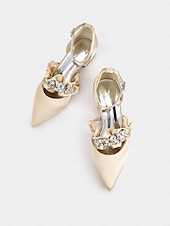 economico Semi-formale-ballerine da donna in raso nero con punta affilata e decorazioni floreali in strass – scarpe eleganti per matrimoni ed eventi formali