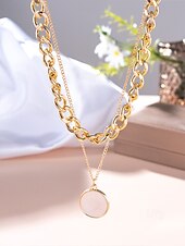 billiga Kvinnors halsband-elegant lagerhalsband med guldkedja - runt hänge &amp; chunky choker för kvinnor, perfekt för formella evenemang och fester
