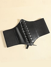 baratos Cinto Feminino-cinto de espartilho preto com cadarço feminino e bordado floral vermelho – modelador de cintura estiloso para vestidos e blazers
