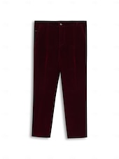 cheap Slim-Men&#039;s Dress Pants Winter Pants Trousers Slacks Suit Pants Pocket Plain Comfort Breathable Outdoor Daily Going out Fashion Casual Black Wine