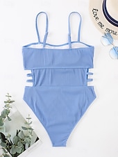 preiswerte Einteilige Badeanzüge-Damen Badeanzug Ein Stück Monokini Bademode Rückenfrei Bauchkontrolle Hohe Taillenlinie Schlank Urlaub Strandbekleidung Feste Farbe Halfterhals Ärmellos Badeanzüge