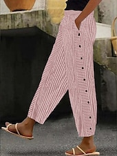 billige Straight-Leg Bukser-Dame Joggebukser kinesisk Mote Gatemote Full lengde Middels midje Stripe عادي Lomme Elastisk midje comfy Myk Bekvem Mikroelastisk utendørs Gate Rishvit Vin Kongeblå Vår &amp; Vinter Normal