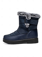 economico Stivali di neve e inverno-stivali da neve invernali impermeabili da donna - design trapuntato bordeaux con fodera in pelliccia sintetica e cinturini regolabili per il freddo all&#039;aperto