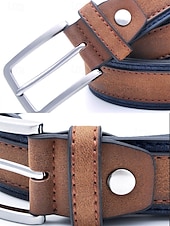 billiga Herrbälten-tvåfärgade mäns bälte i konstläder | snygg brun och blå design med metallspänne för vardags- och högtidskläder