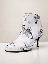 abordables Bottines-bottines à imprimé floral vintage pour femmes avec bout pointu et talon aiguille | bottines élégantes à talons hauts pour événements formels et fêtes