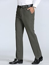 baratos Magro-Homens Social Calças chinês Botões Bolsos Côr Sólida Conforto Formal Festa Trabalho Moda Estilo Clássico Exército verde Preto Micro-Elástica