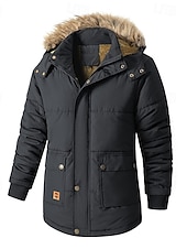 preiswerte Daunenjacken &amp; Parkas für Herren-Herren Wintermantel puffer jacket Fleecejacke Gefütterte Jacke Tasche Polyester Urlaub Freizeitskleidung Verabredung Standard Modisch Brautkleider schlicht Komfortabel warm Herbst Winter Solide