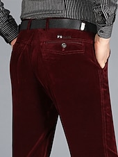 cheap Slim-Men&#039;s Dress Pants Winter Pants Trousers Slacks Suit Pants Pocket Plain Comfort Breathable Outdoor Daily Going out Fashion Casual Black Wine