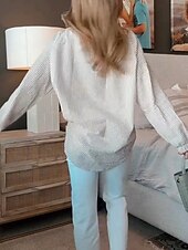preiswerte Blumenblusen-Damen Hemd Bluse Druck Gestreift Basic Lässig Langarm Rundhalsausschnitt Normale Oberteile Täglich Rosa Khaki Leicht Blau Frühling &amp; Herbst