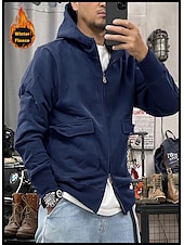 economico felpe con cappuccio da uomo di base-Per uomo Felpa con cappuccio Felpa con cappuccio tattica Nero Blu Cachi Grigio scuro Con cappuccio Liscio Sportivo Sport Abbigliamento di strada non-stampa Originale Essenziale Informale Inverno