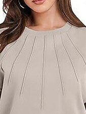 cheap Hoodies &amp; Sweatshirts-Women&#039;s Sweatshirts Plain Casual Long Sleeve Crew Neck Regular Tops Street Dailywear Khaki Fall Winter