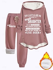 voordelige Dames trainingspakken-Vrouwen 2-delige dagelijkse hoodie fleece broek lange mouw met capuchon letter trekkoord print casual donkerroze blauw grijs herfst reguliere pasvorm