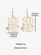 cheap Women&#039;s Earring-Women&#039;s Gold 2025 Dangle Earrings with Star Accents – Festive Jewelry for New Year&#039;s Eve and Celebrations