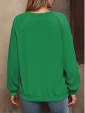 billige St Patrick&amp;#39;s gensere og gensere-St. Patricks Dag Kvinners Sweatshirt Hjerte Kløver Gate Daglig Bruk Trykk Uformell Rund Hals Lange Ermer Mikro-elastisk Høst Vinter