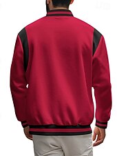 cheap Men&#039;s Jackets &amp; Coats-Men&#039;s Lightweight Jacket Casual Jacket Varsity Jacket Daily Vacation Wearproof Pocket Spring &amp;  Fall Color Block Fashion Classic Stand Collar Regular Dark Gray Black Red Navy Blue Light Grey Jacket