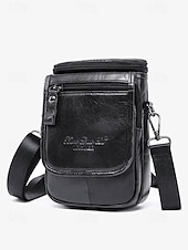 economico Borselli da uomo-borsa a tracolla vintage in pelle marrone per uomo – borsa a tracolla compatta con scomparti con cerniera e tracolla regolabile per l&#039;uso quotidiano