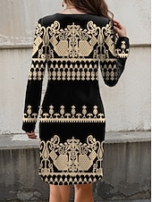 preiswerte Boho Kleid-Damen Minikleid schwarzes kleid Vintage-Kleid Sweatshirt-Kleid Winter Kleid Brautkleider schlicht Ausgefallene Party Strasse Casual Regular Fit Farbblock Langarm Rundhalsausschnitt Rosa Khaki