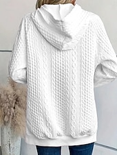baratos Moletons e moletons-moletom feminino com capuz elegante moderno simples trabalho com capuz bolso solto manga comprida branco rosa primavera outono inverno