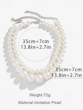 abordables Collar de mujer-Elegante collar de perlas de imitación de varias capas | Joyería clásica y llamativa para mujeres | Perfecto para bodas, fiestas y eventos formales