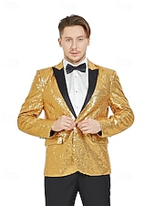 levne Topy-Retro 80. léta Lesklá metalíza Smoking Obleky a blejzry Disko Flitry Úzký střih Pánské Karnevalový kostým Vánoce předvečer Všech svatých Karneval Pride Parade Měsíc hrdosti Dospělé Kabát