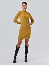 abordables Vestidos de suéter-Vestido estilo suéter midi de chenilla urbana y corte limpio
